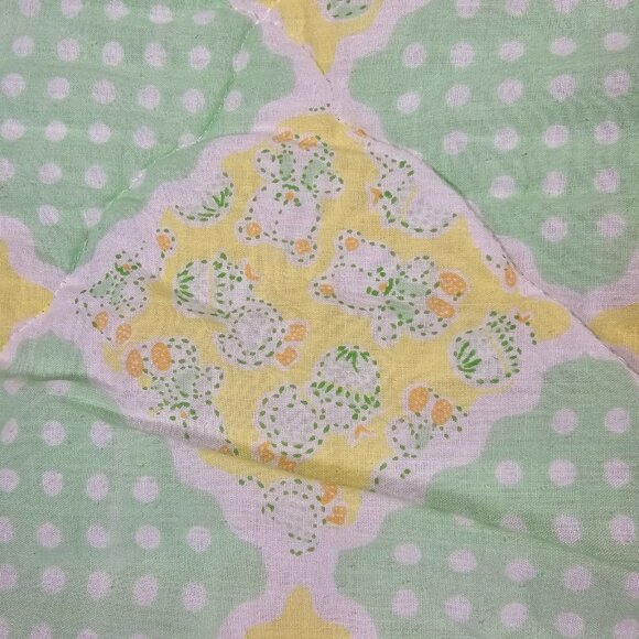Vintage Baby Blanket Sleeping Bag Yellow Green Ducks Nursery Animal Theme Zip Up - Picture 6 of 11